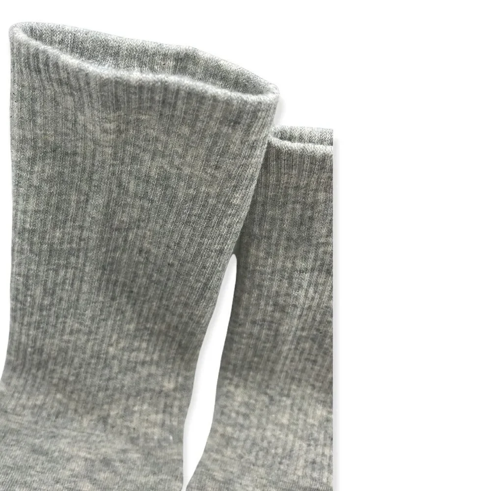 NWT Wool + Pepper Co. PLEASE PRESS SNOOZE Heather Grey Ribbed Crew Socks